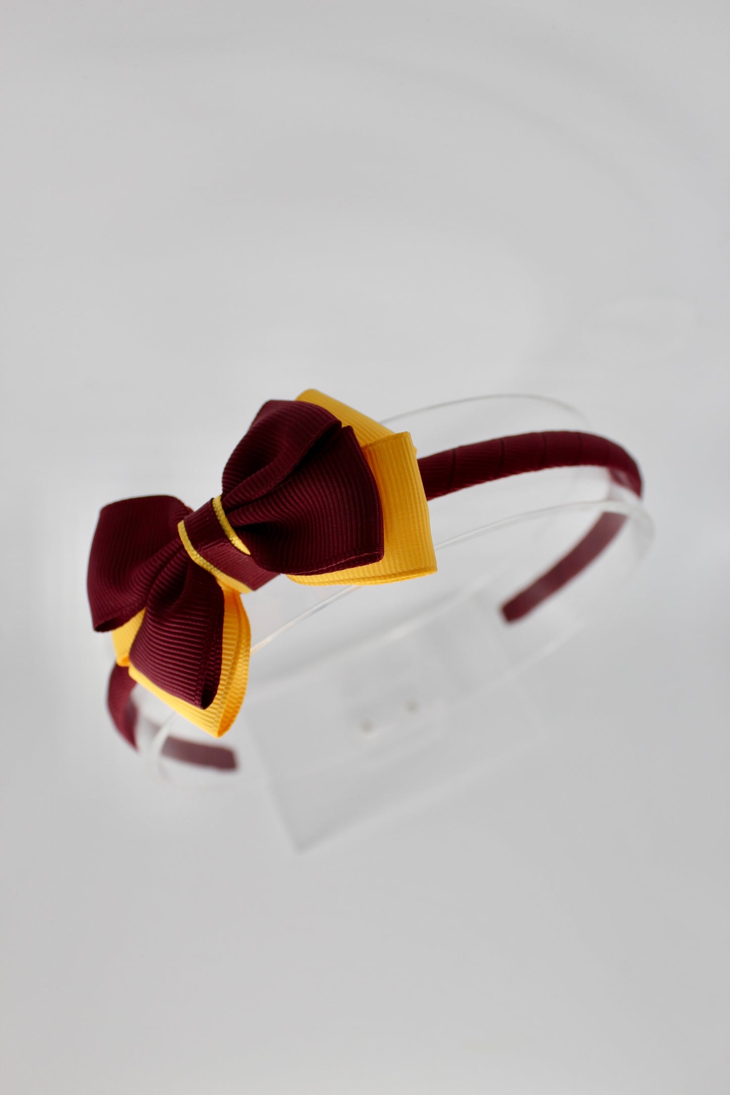 Bow Hairband - Burgundy and Yellow Gold