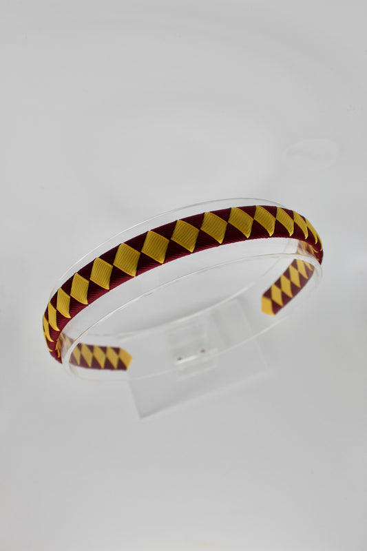 Pleated Burgundy and Yellow Gold Hairband
