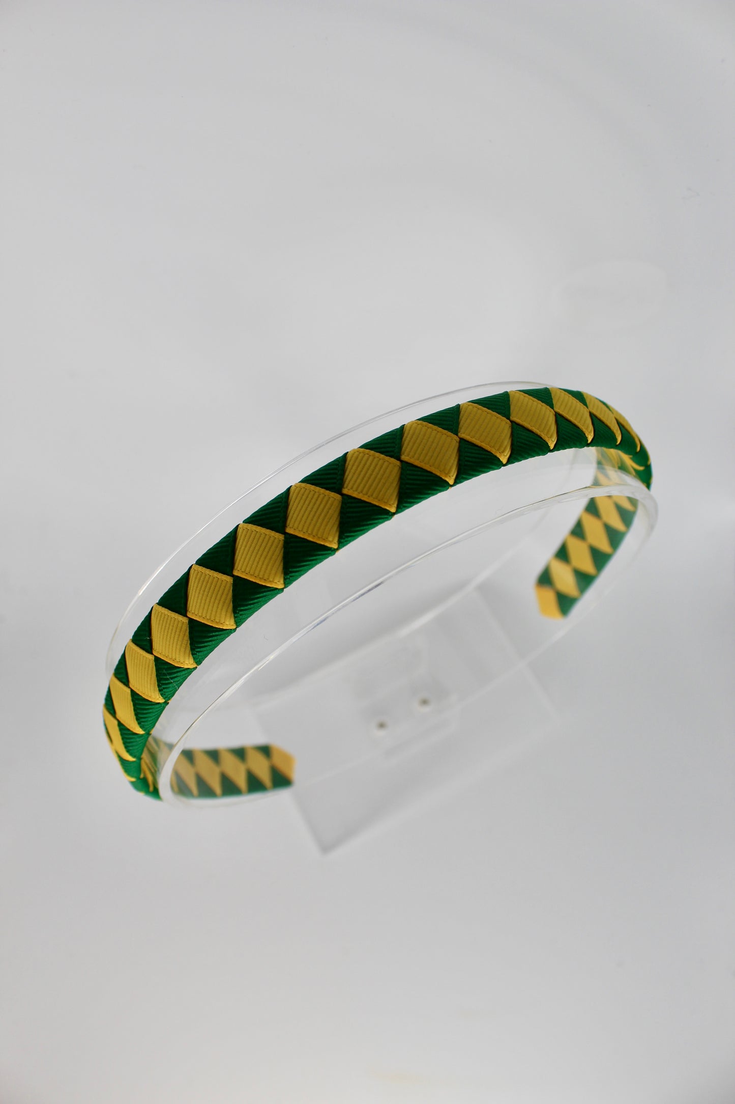 Pleated Forest Green and Yellow Gold Hairband