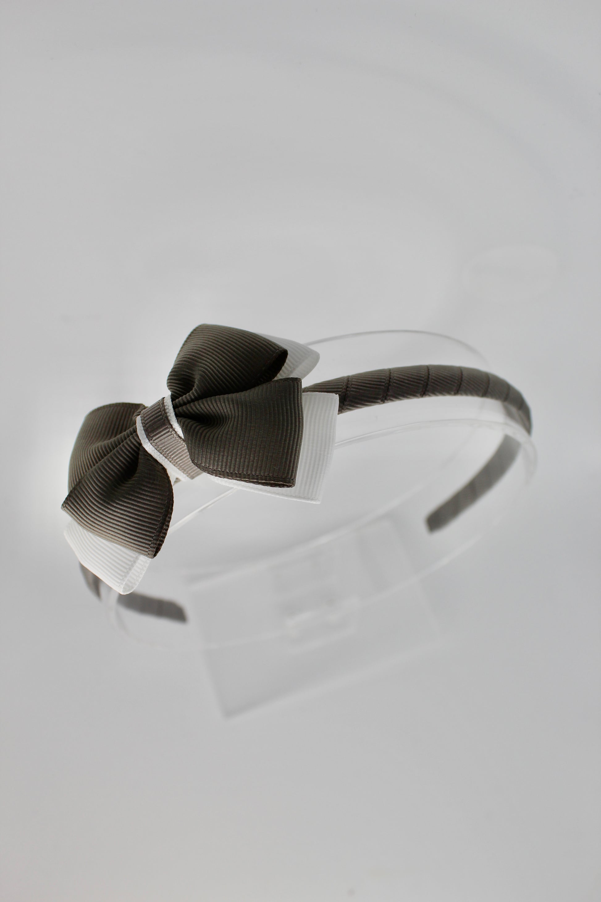 Bow Hairband - Metal Grey and White
