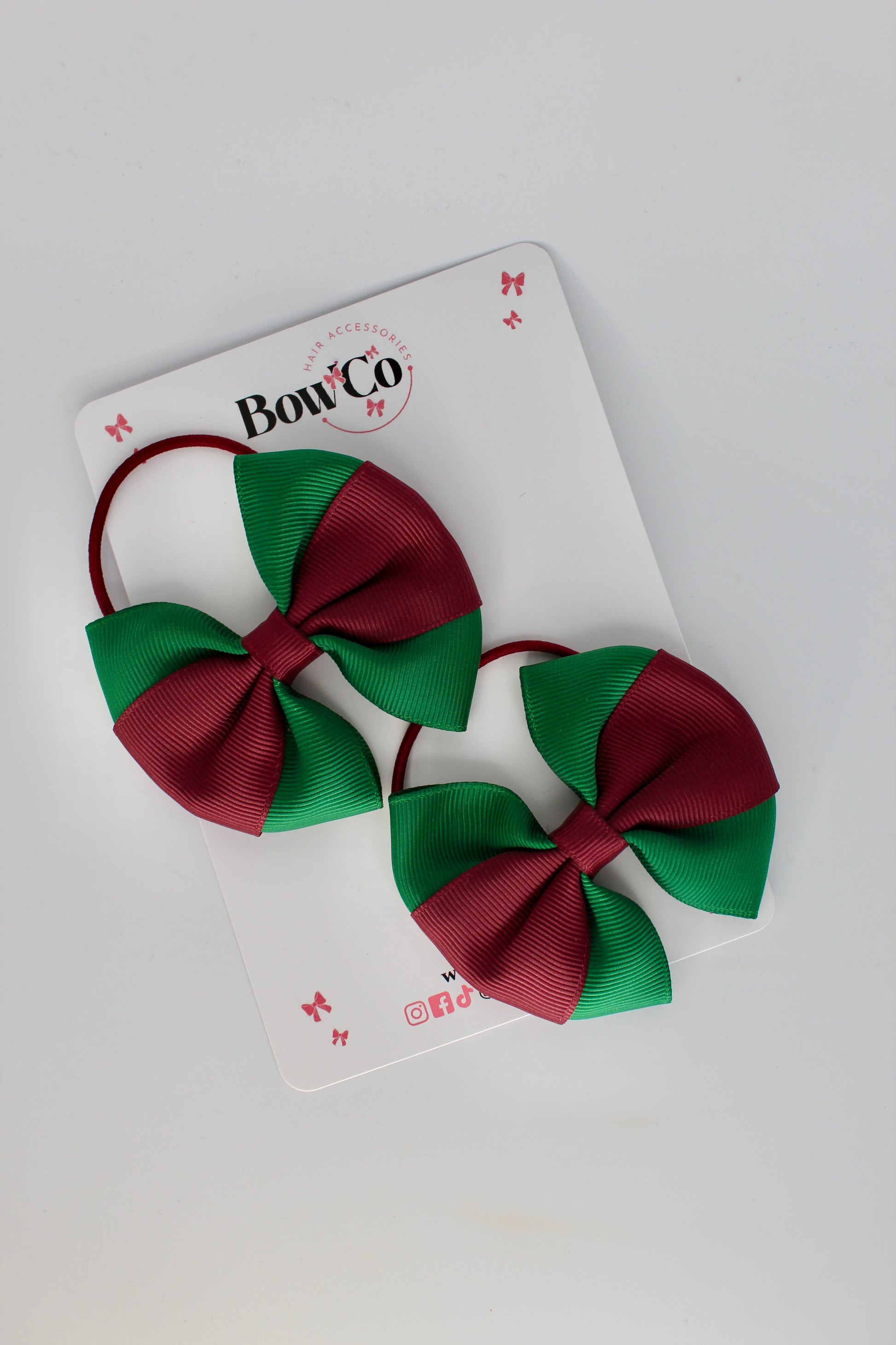 Forest Green and Burgundy Round Tuxedo Bow