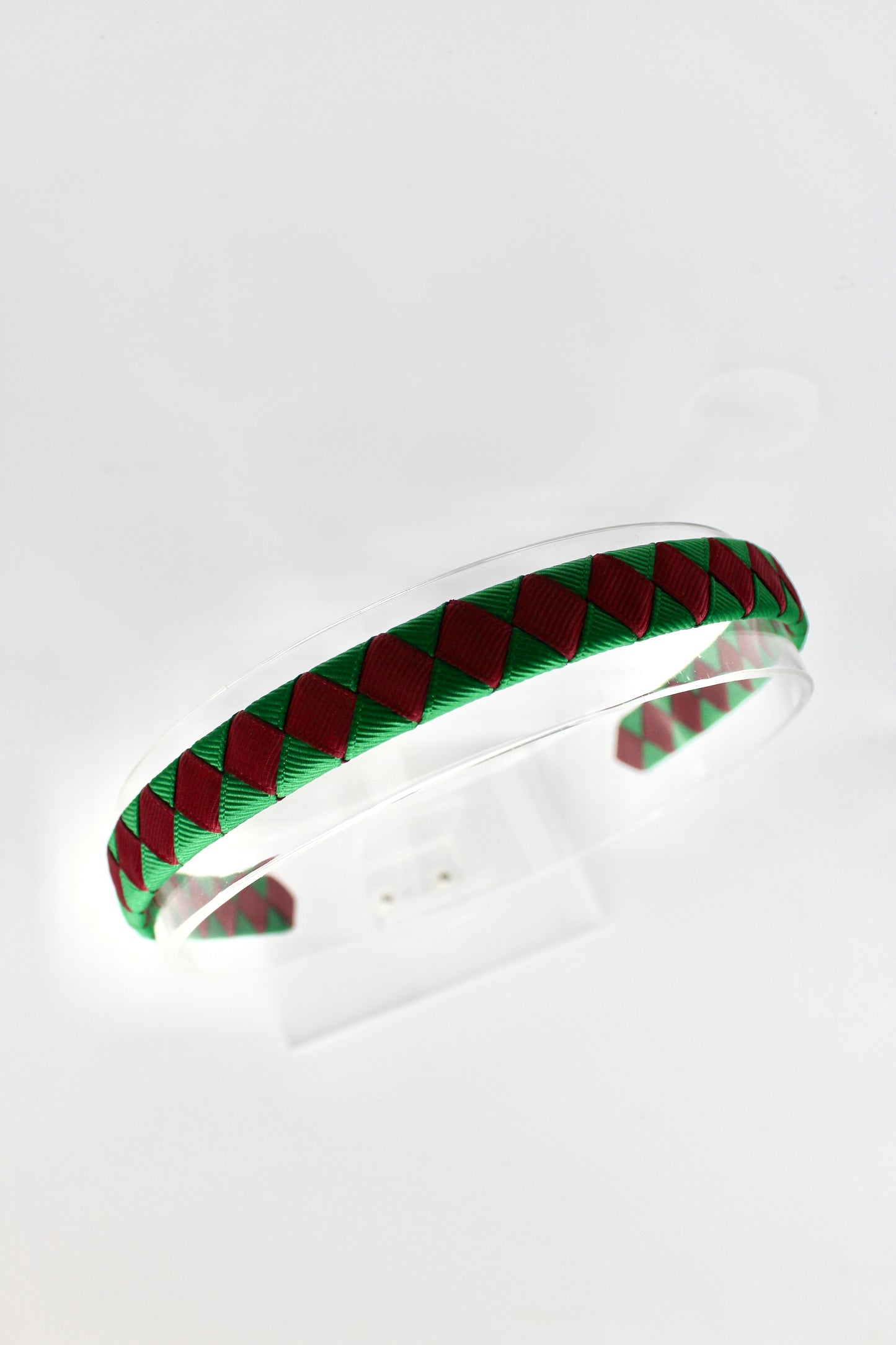 Pleated Forest Green and Burgundy Hairband