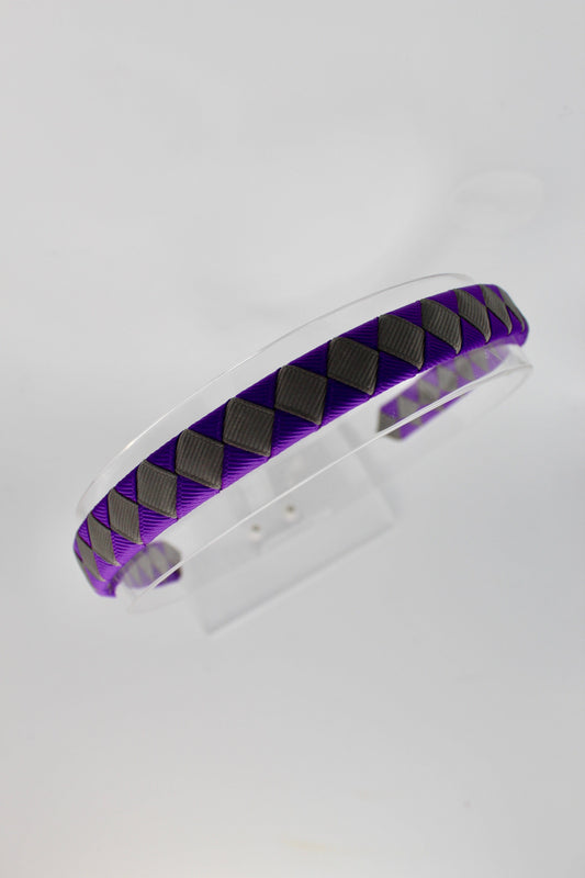 Pleated Purple and Metal Grey Hairband