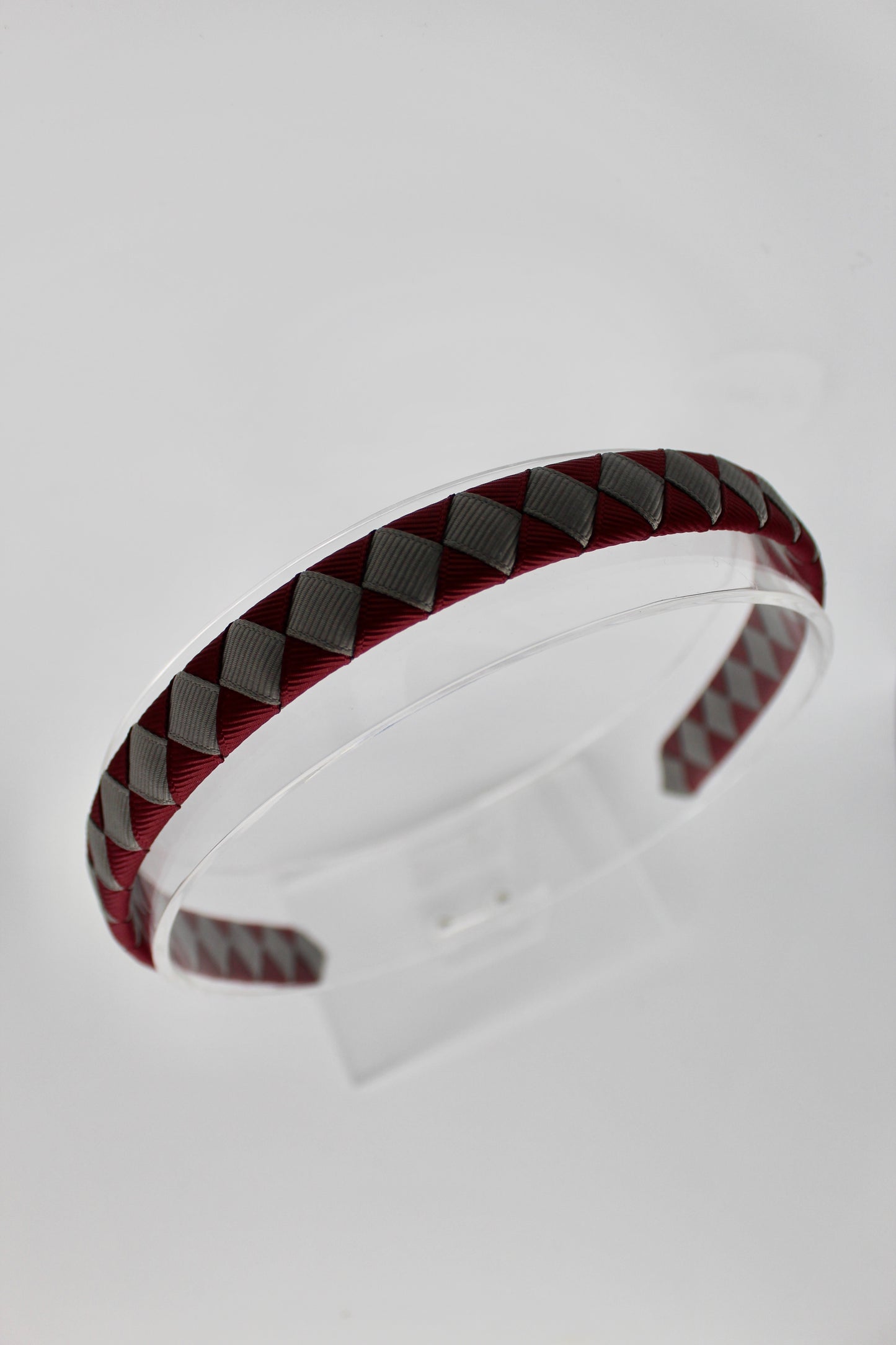 Pleated Burgundy and Metal Grey Hair Band