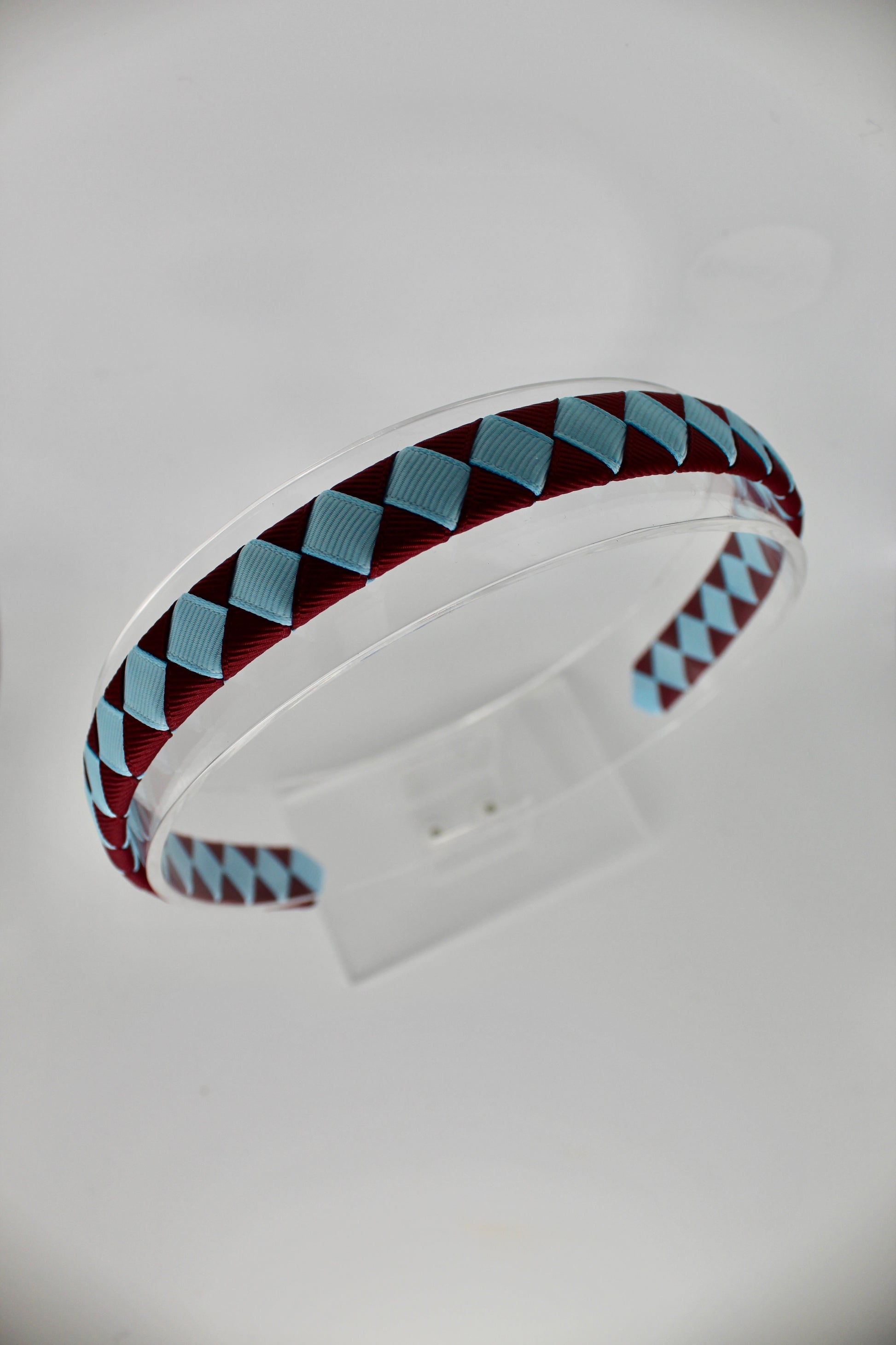 Pleated Burgundy and Blue Topaz Hair Band