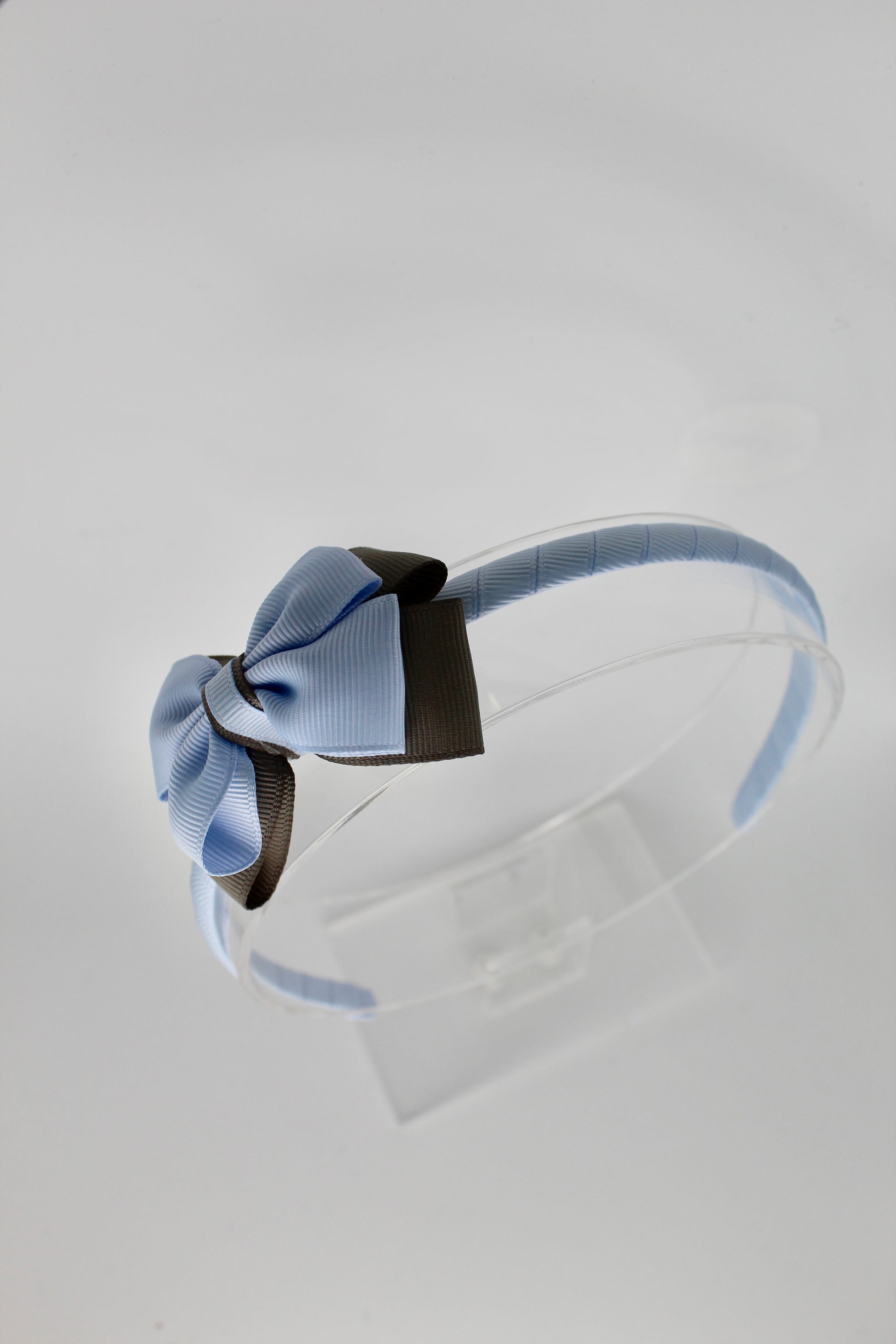 Bow Hairband - Bluebell and Metal Grey