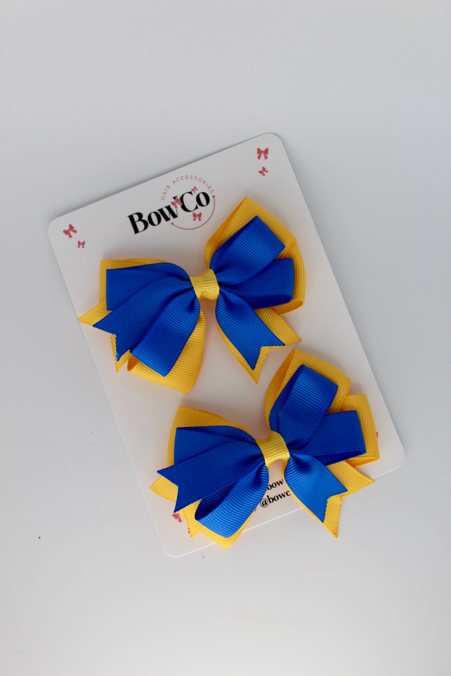 Royal Blue and Yellow Gold - Double Tail Bow Set - Clip