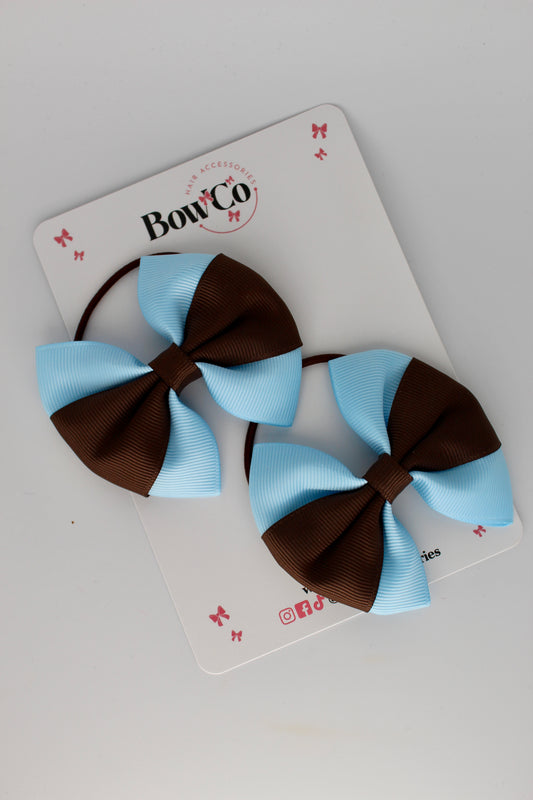 Blue Topaz and Brown Round Tuxedo Bow