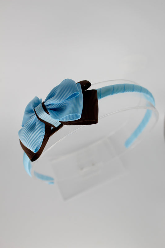 Bow Hairband - Blue Topaz and Brown