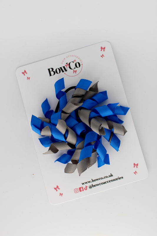 Corker Bow - Elastic - Royal Blue and Metal Grey