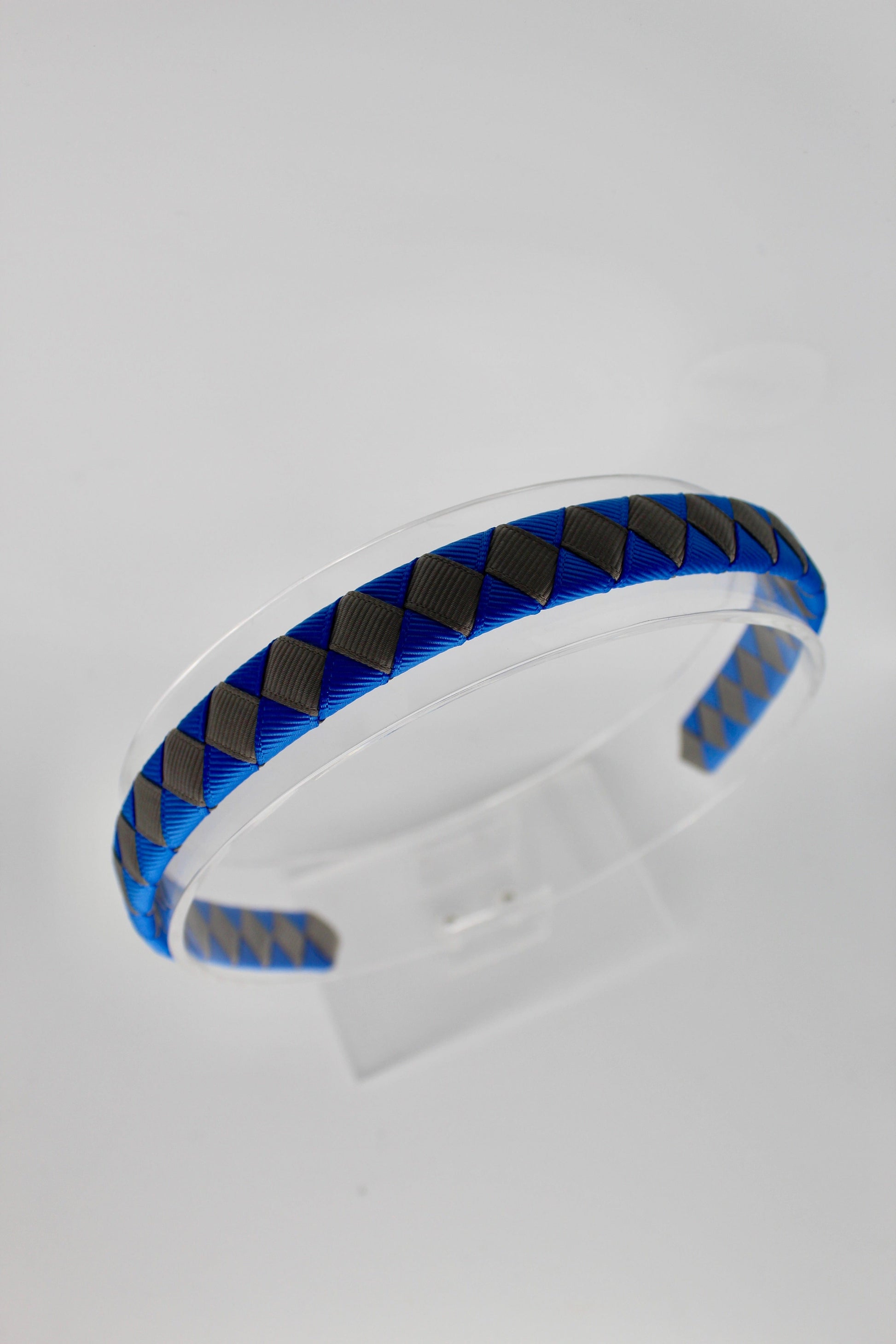 Pleated Royal Blue and Metal Grey Hair Band