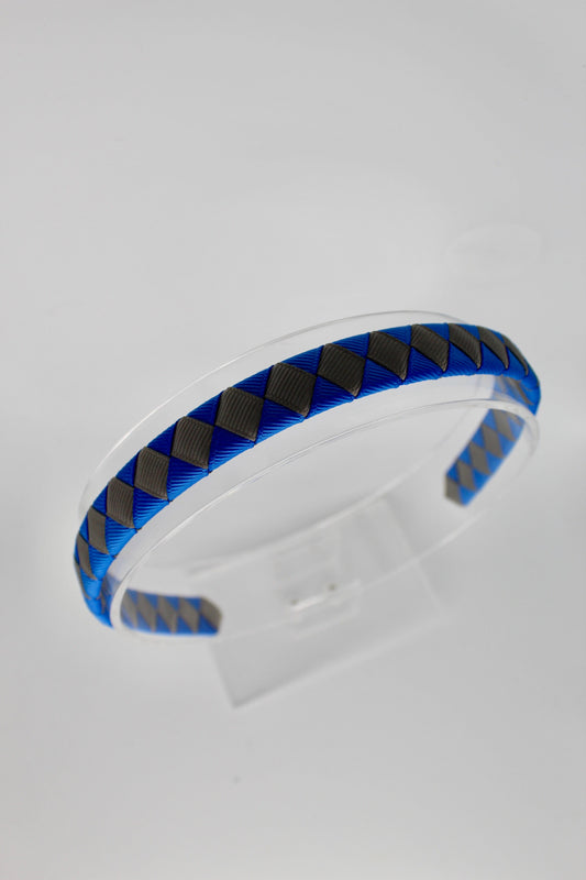 Pleated Royal Blue and Metal Grey Hairband