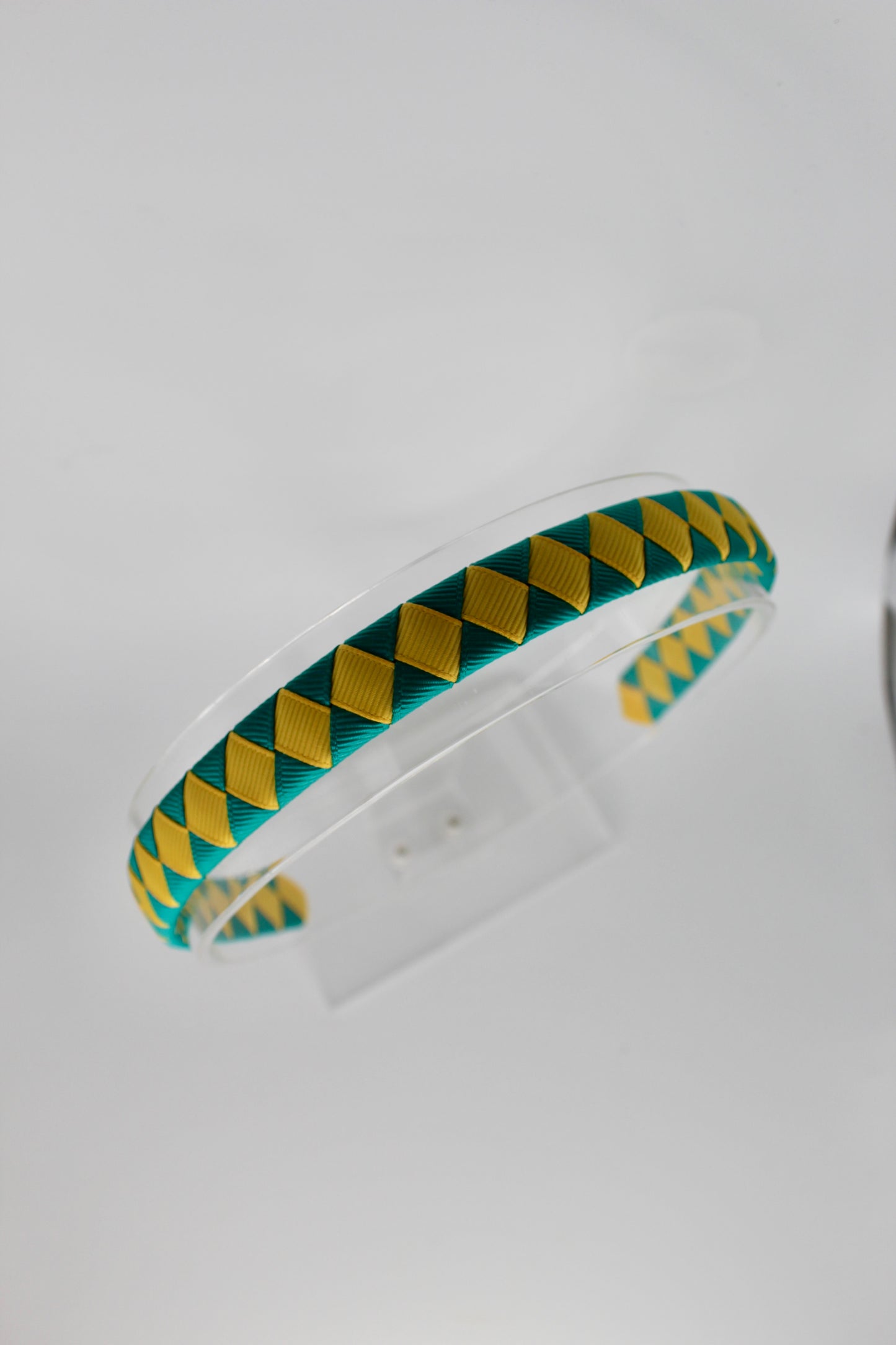 Pleated Jade Green and Yellow Gold Hair Band