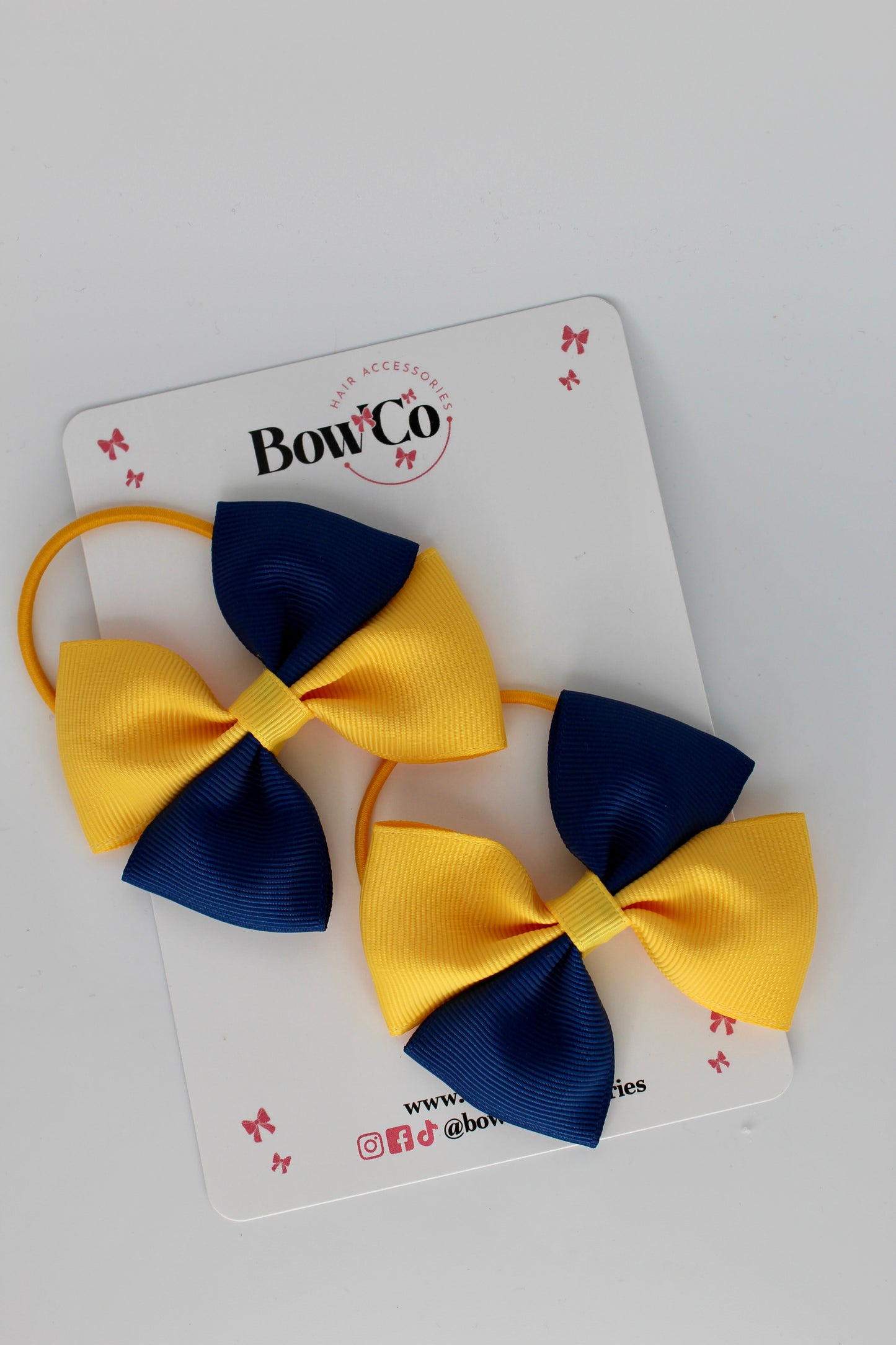 Navy and Yellow Gold - Twist Bow Set - Elastic