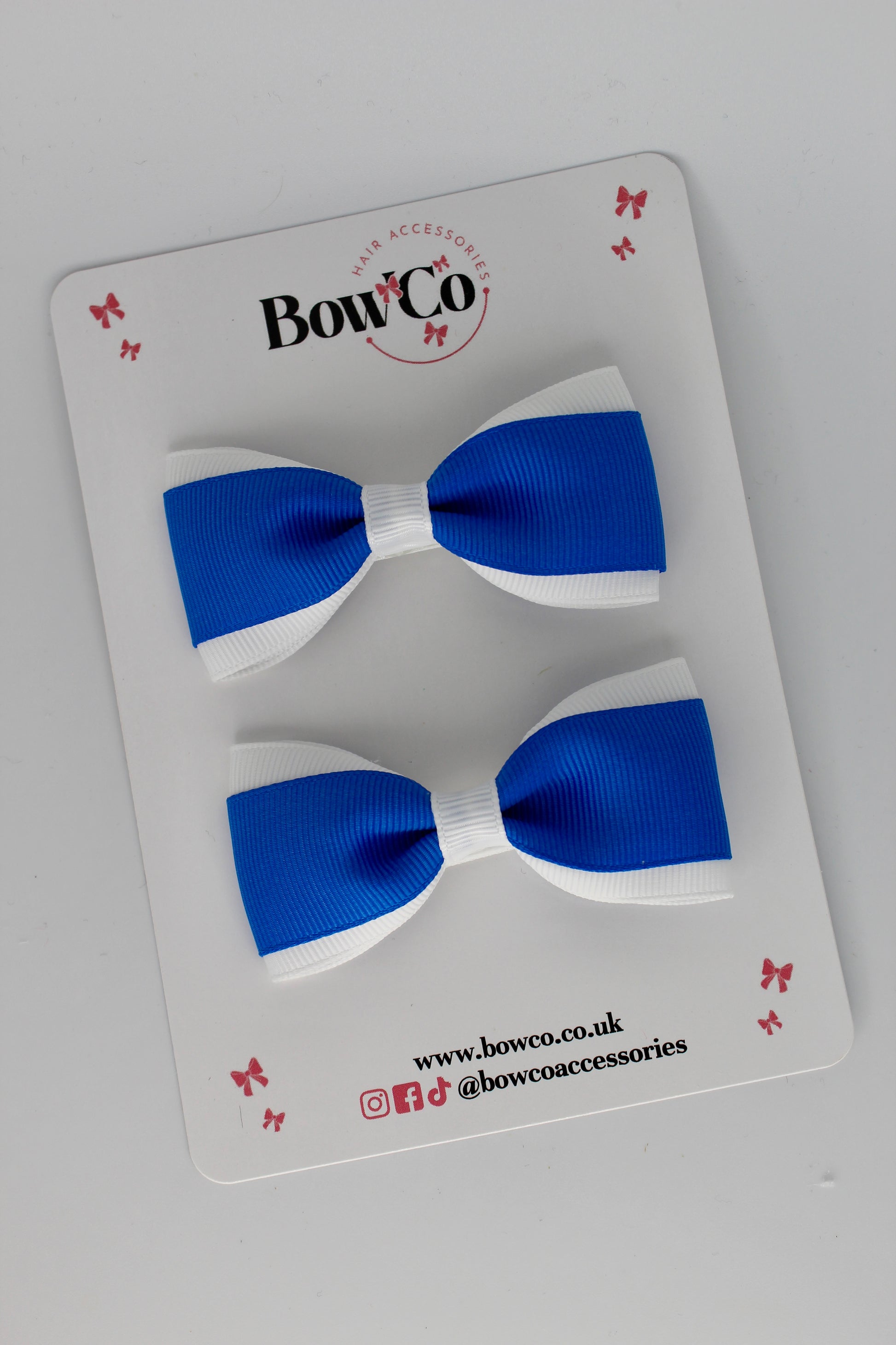 Royal Blue and White - Tuxedo Bow Set - Clip