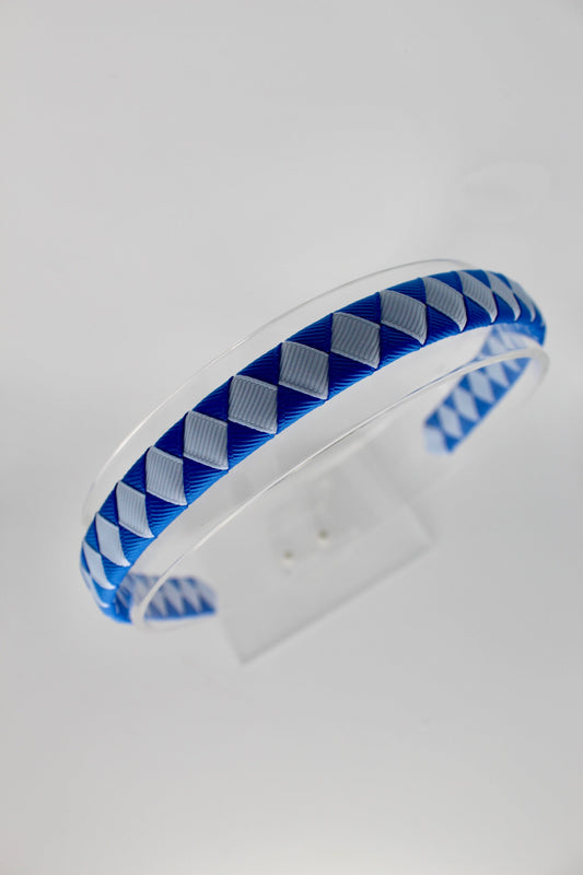 Pleated Royal Blue and White Hairband