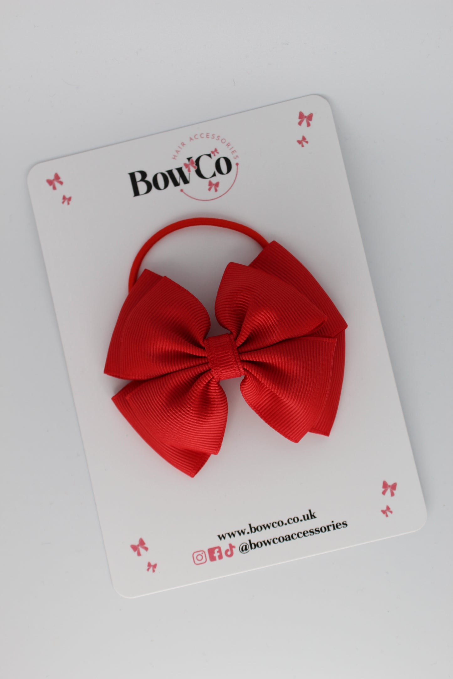 3 Inch Layer Edge Bow - Elastic Bobble - Red