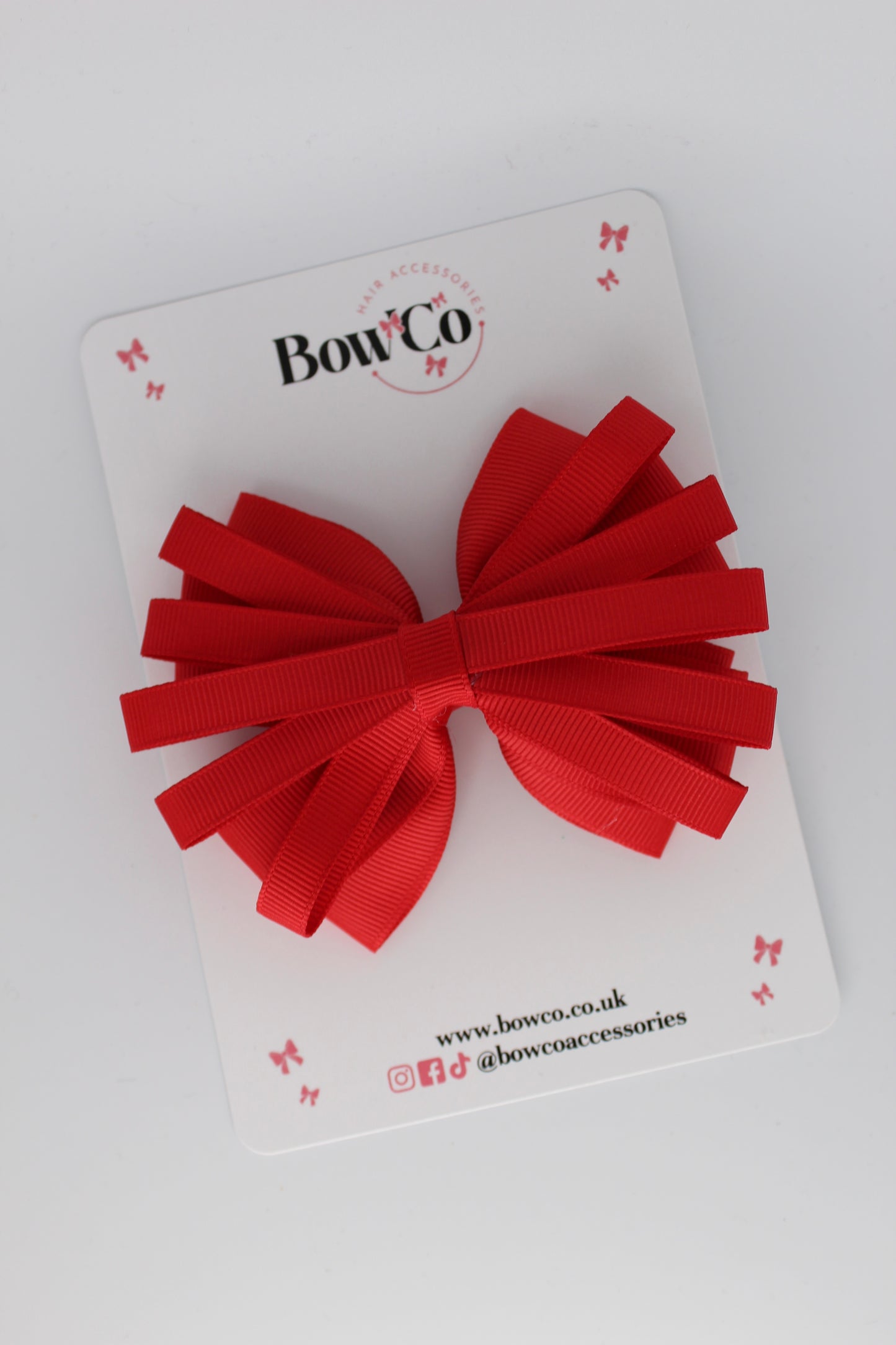 4 Inch Spiral Bow - 4 Inches - Clip - Red