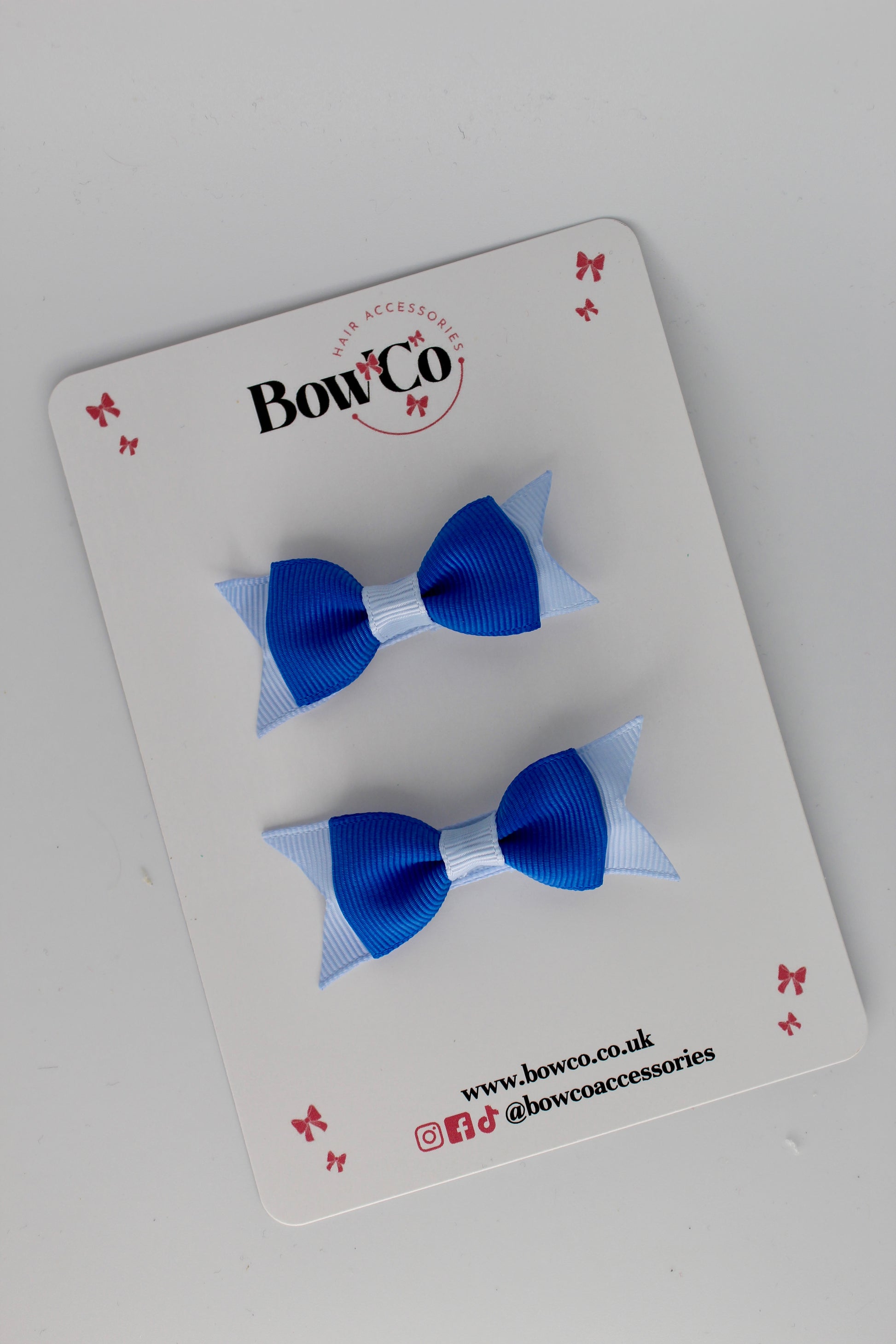 2.5 Inch Layer Tail Bow - Clip - 2 Pack - Royal Blue and Bluebell