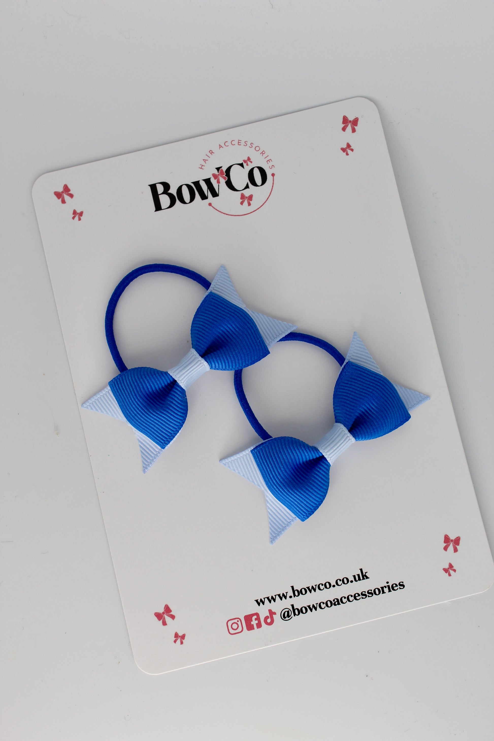 2.5 Inch Layer Tail Bow - Elastic - 2 Pack - Royal Blue and Bluebell