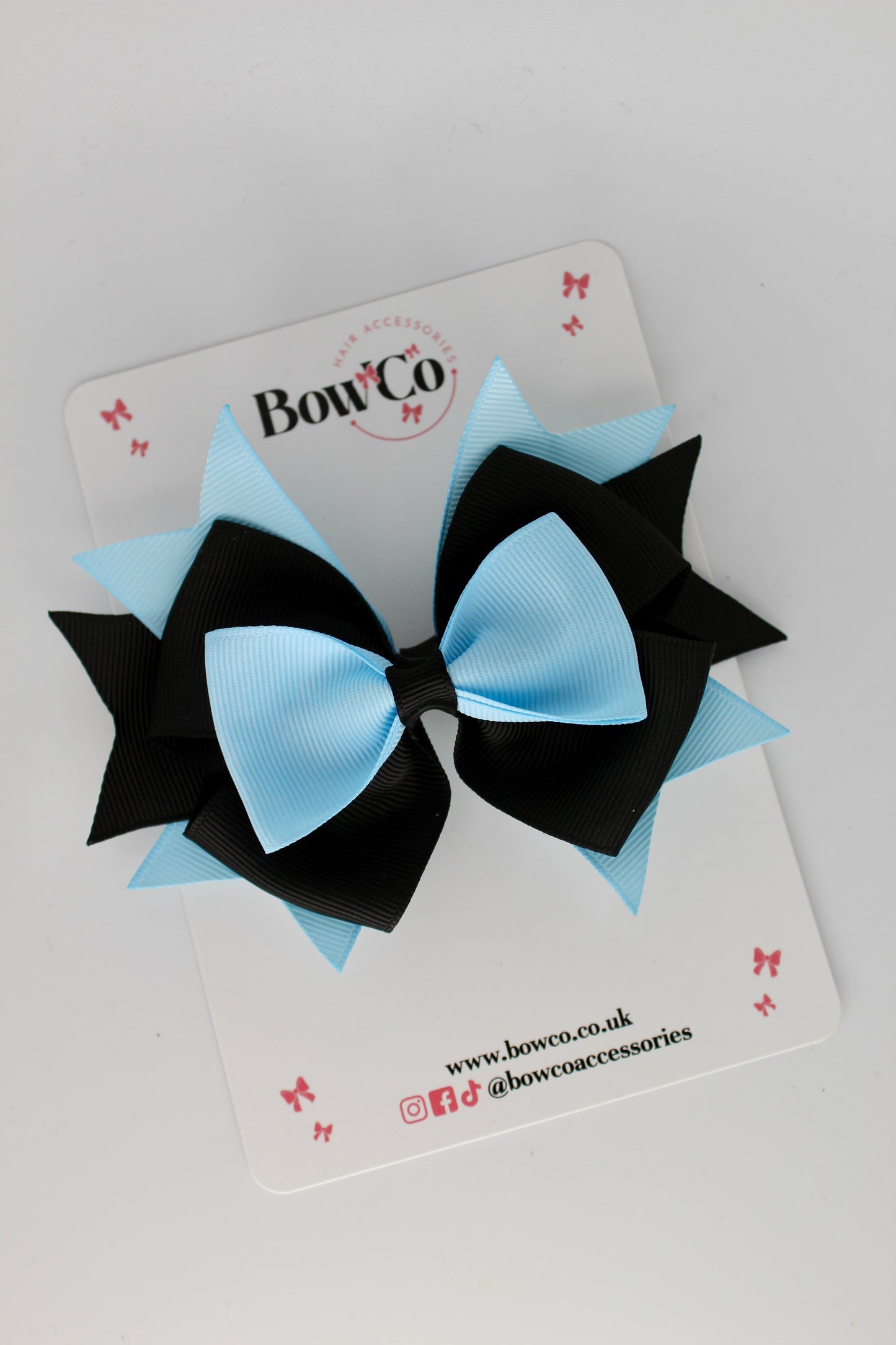 3.5 Inches Layer Bow - Clip - Black and Blue Topaz