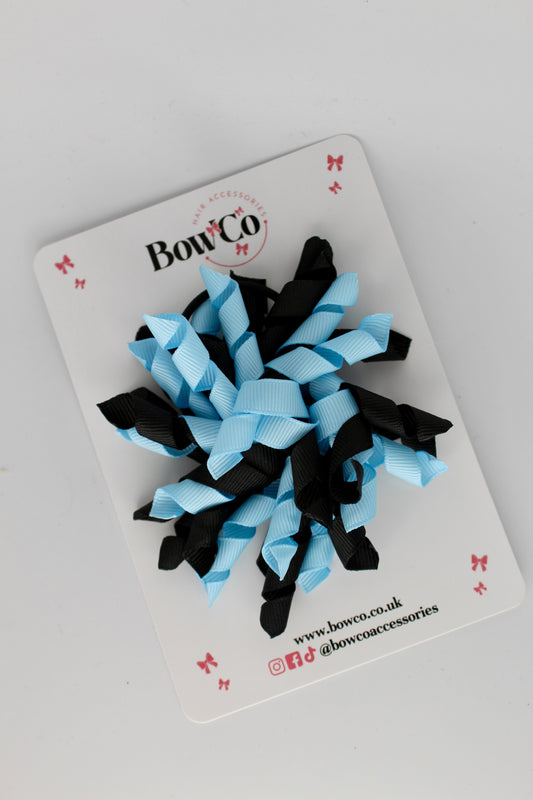 3.5 Inch Corker Bow Elastic Bobble - Black and Blue Topaz