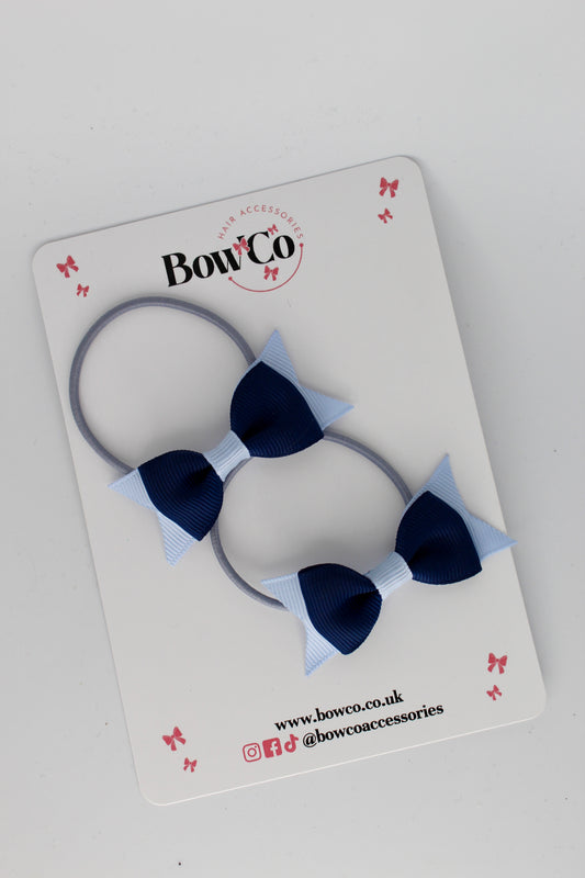 2.5 Inch Layer Tail Bow - Elastic - 2 Pack - Navy and Bluebell