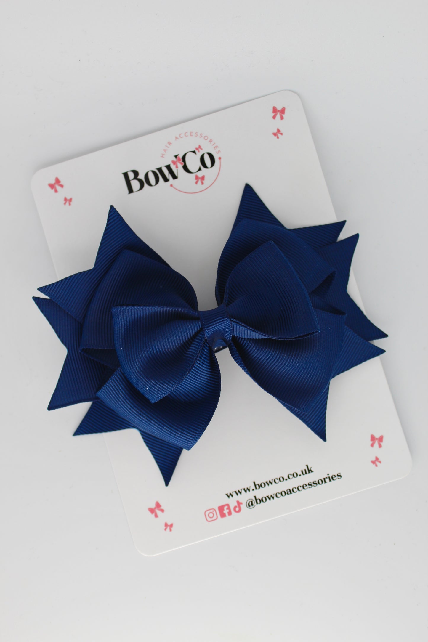 3.5 Inches Layer Bow - Clip - Navy Blue