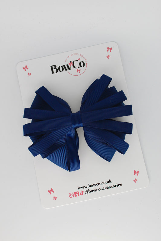 4 Inch Spiral Bow - 4 Inches - Clip - Navy Blue