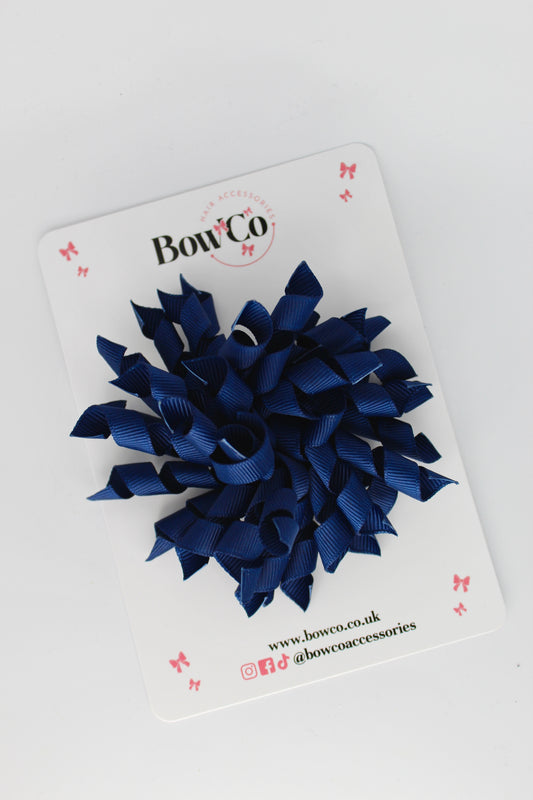 3.5 Inch Corker Bow Clip - Navy Blue