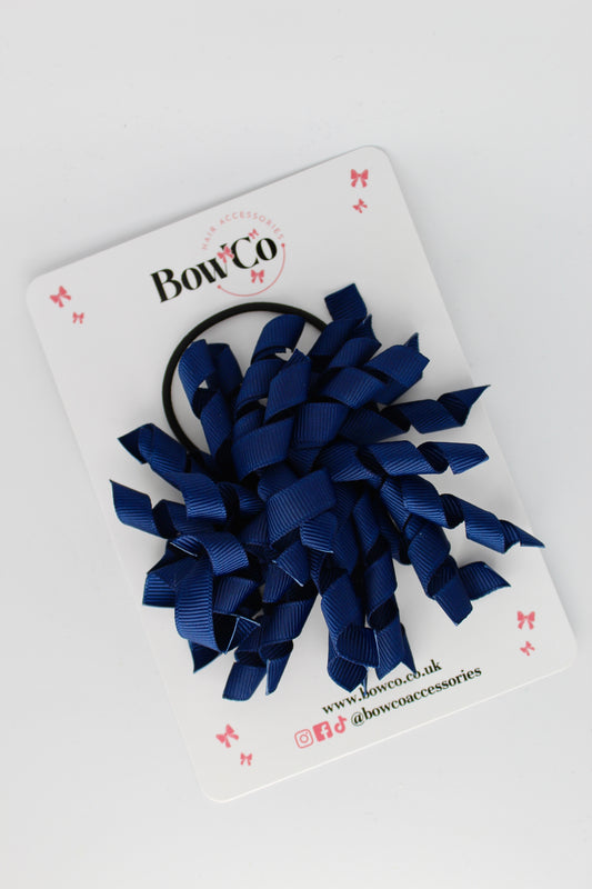 3.5 Inch Corker Bow Elastic Bobble - Navy Blue