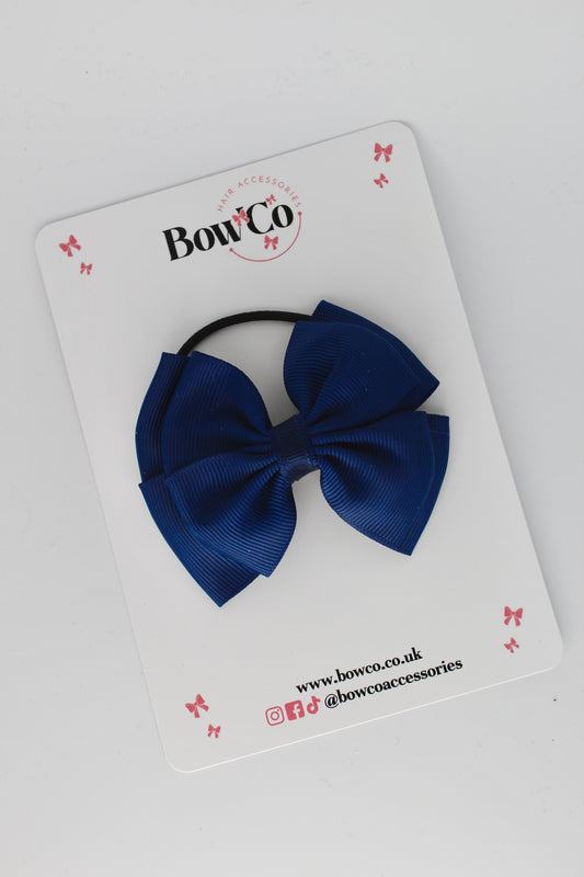 3 Inch Layer Edge Bow - Elastic Bobble - Navy Blue