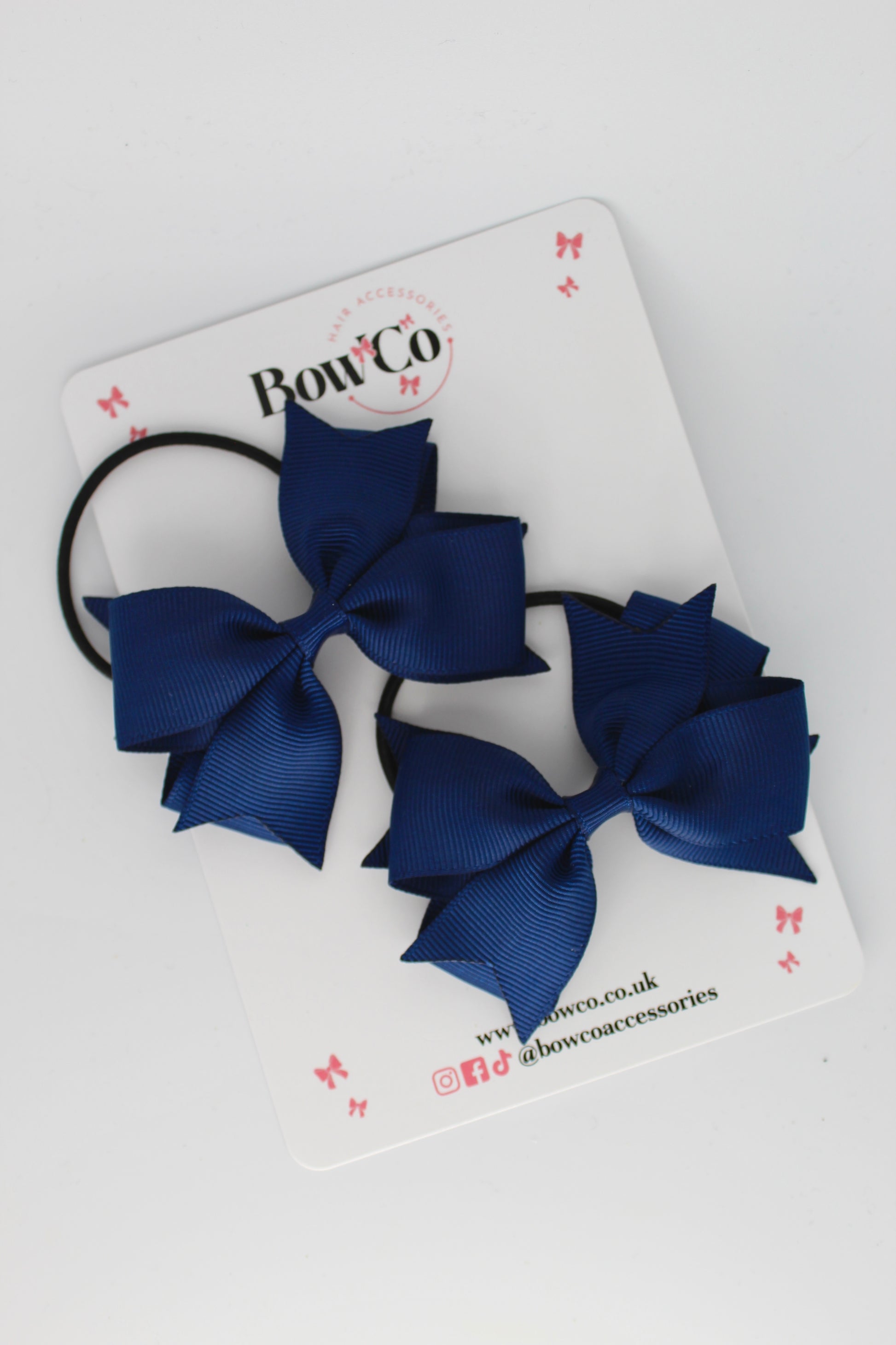 3 Inch Layer Tail Bow - Elastic Bobble - 2 Pack - Navy Blue