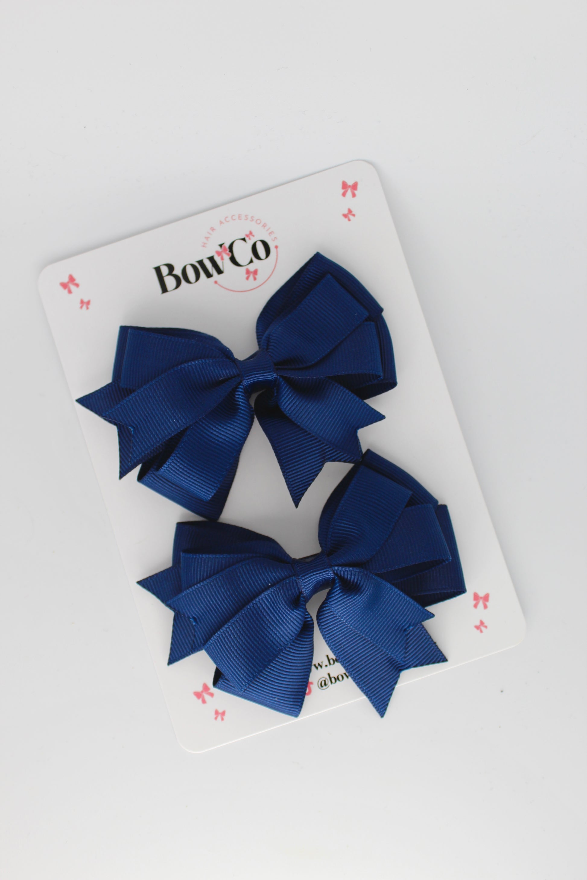 3 Inch Double Tail Bow - Clip - 2 Pack - Navy Blue