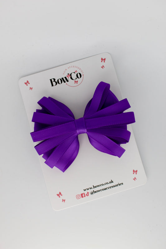 4 Inch Spiral Bow - 4 Inches - Clip - Purple