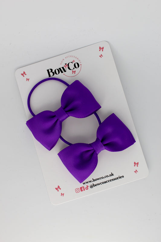 Purple - Double Lapel Bow Set - Elastic