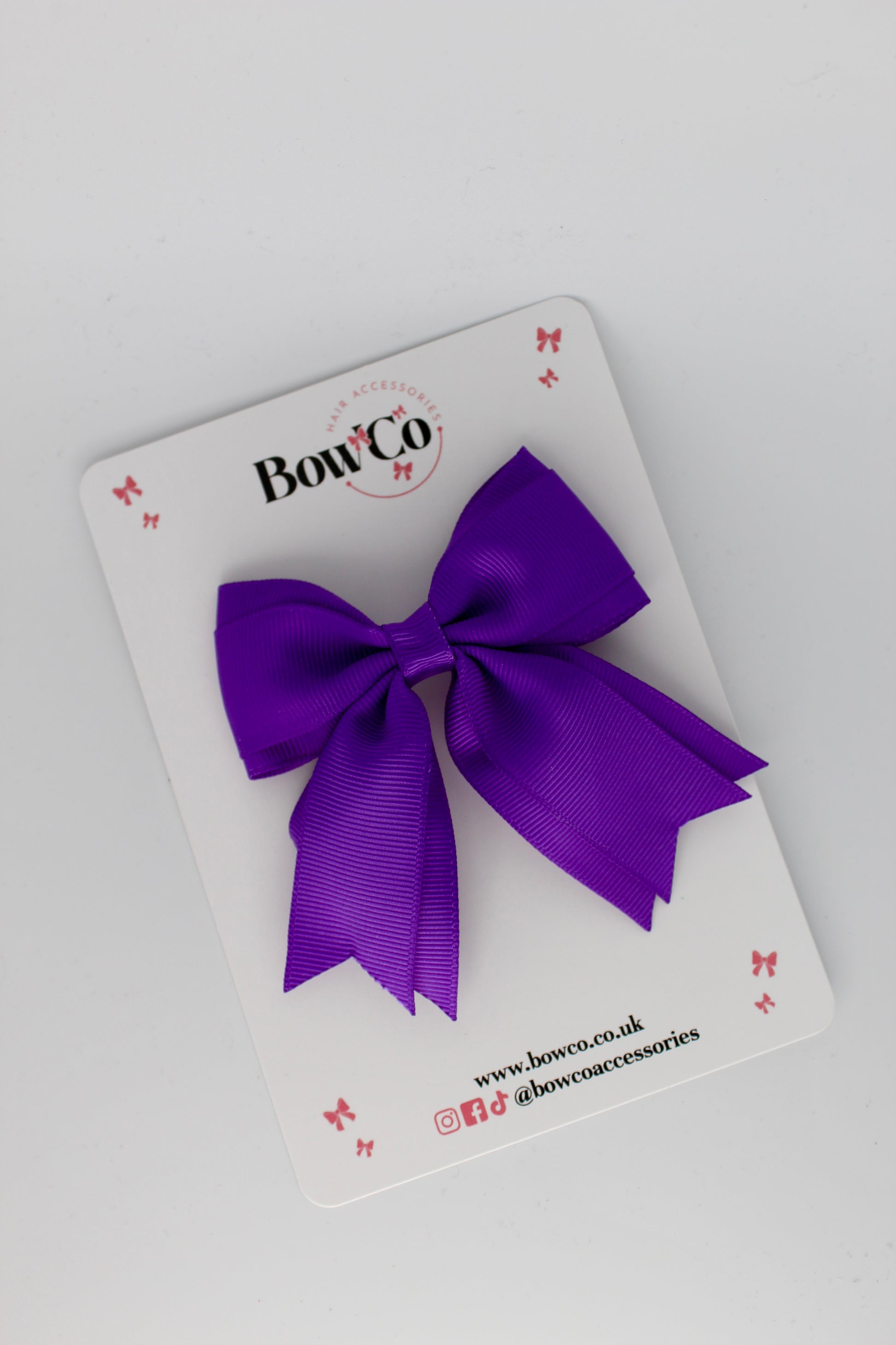 3 Inch Tail Bow Clip - Purple