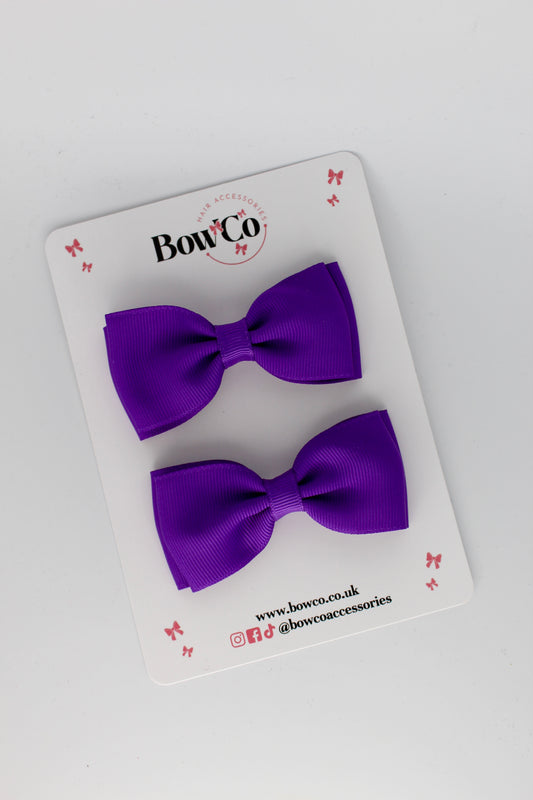 Purple - Double Lapel Bow Set - Clip