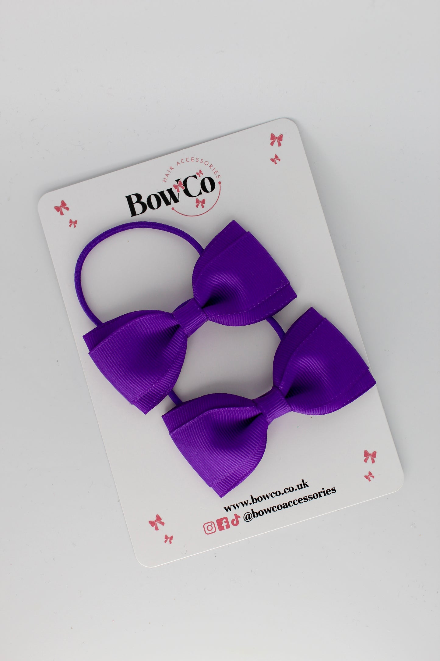 3 Inch Tuxedo Bow - Elastic - 2 Pack - Purple