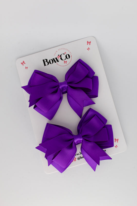 Purple - Double Tail Bow Set - Clip