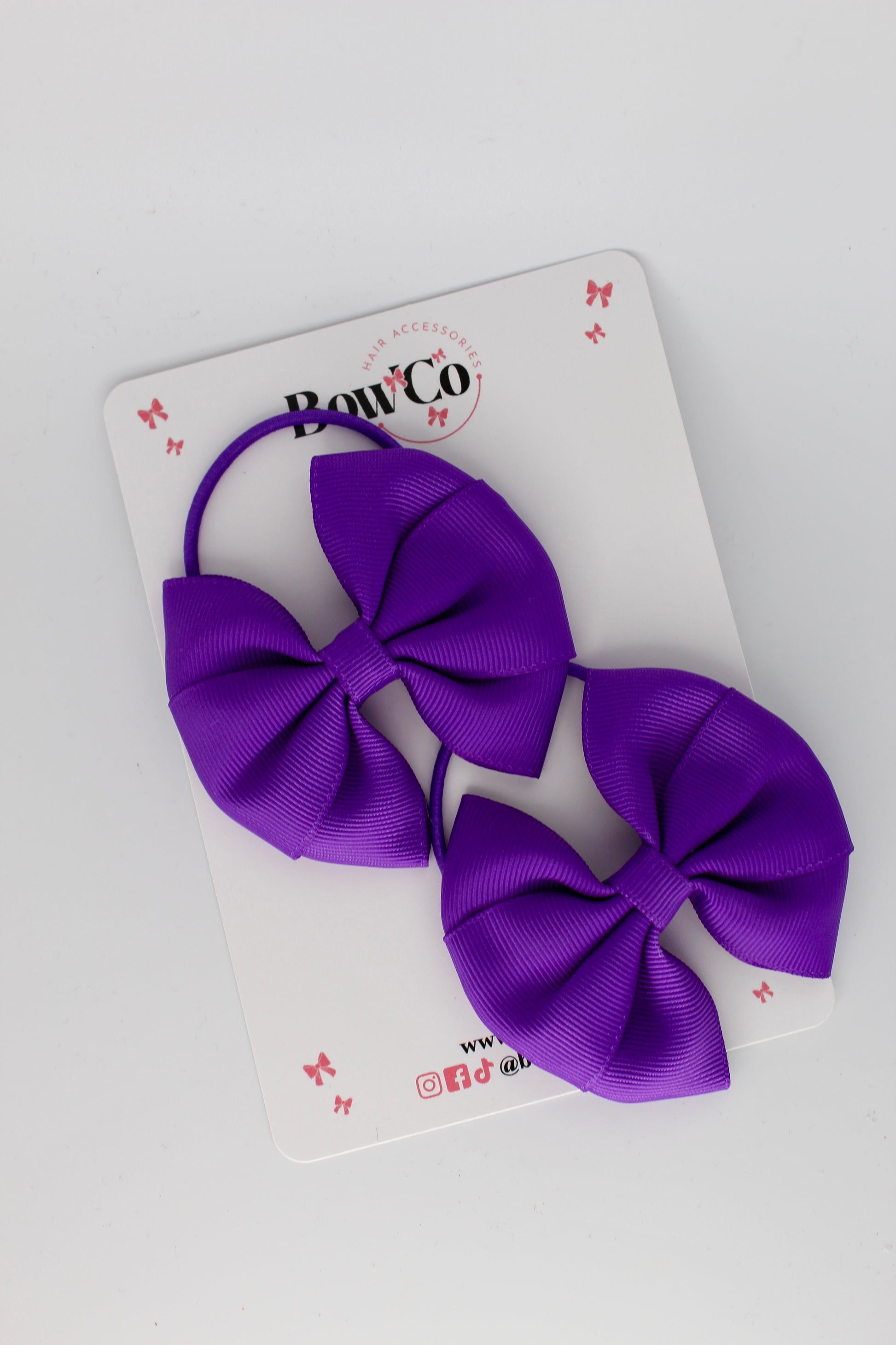 Purple - Round Tuxedo Bow Set - Elastic