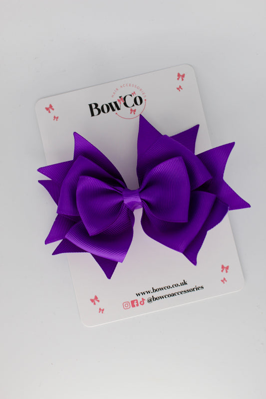 3.5 Inches Layer Bow - Clip - Purple