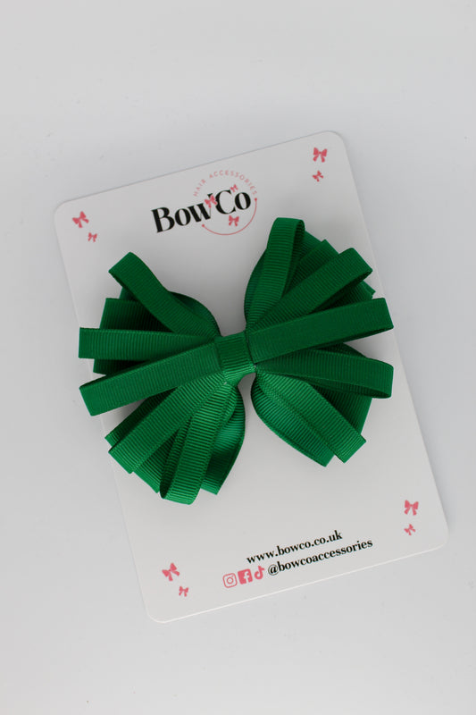 4 Inch Spiral Bow - 4 Inches - Clip - Forest Green