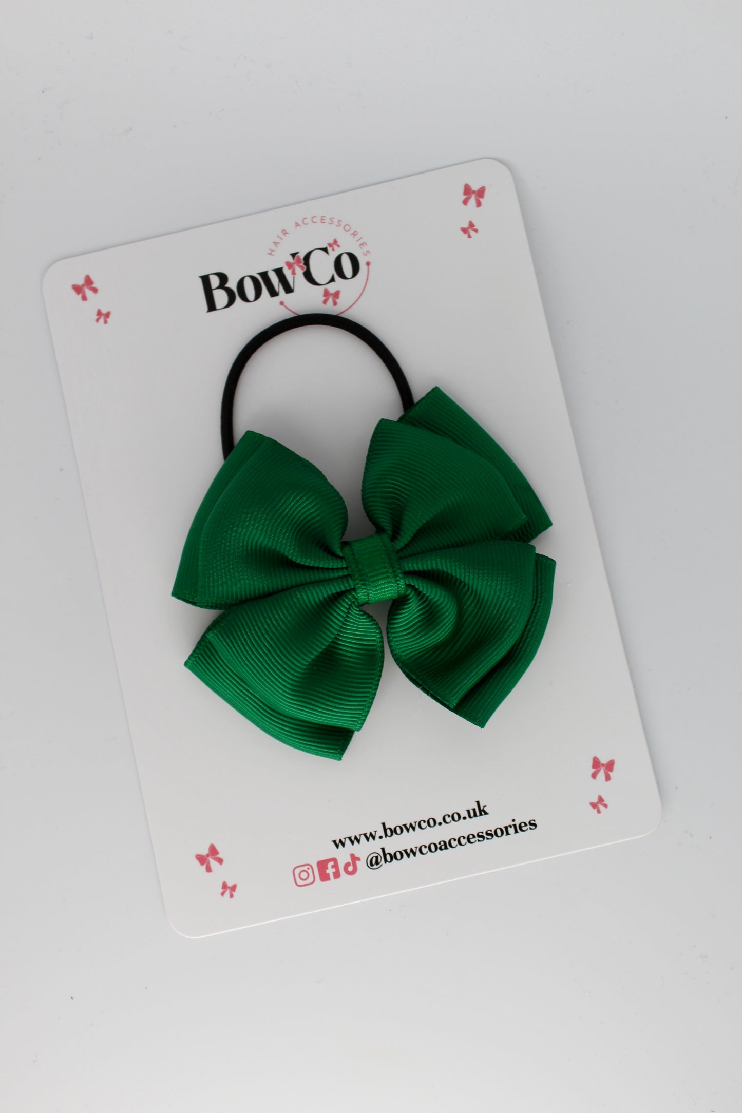 3 Inch Layer Edge Bow - Elastic - Forest Green