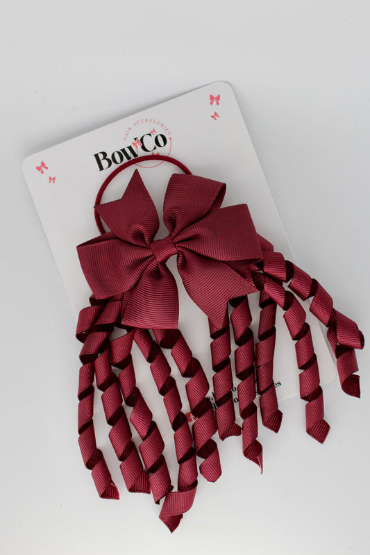 3 Inch Pinwheel Corker Bow - Elastic Bobble - Burgundy