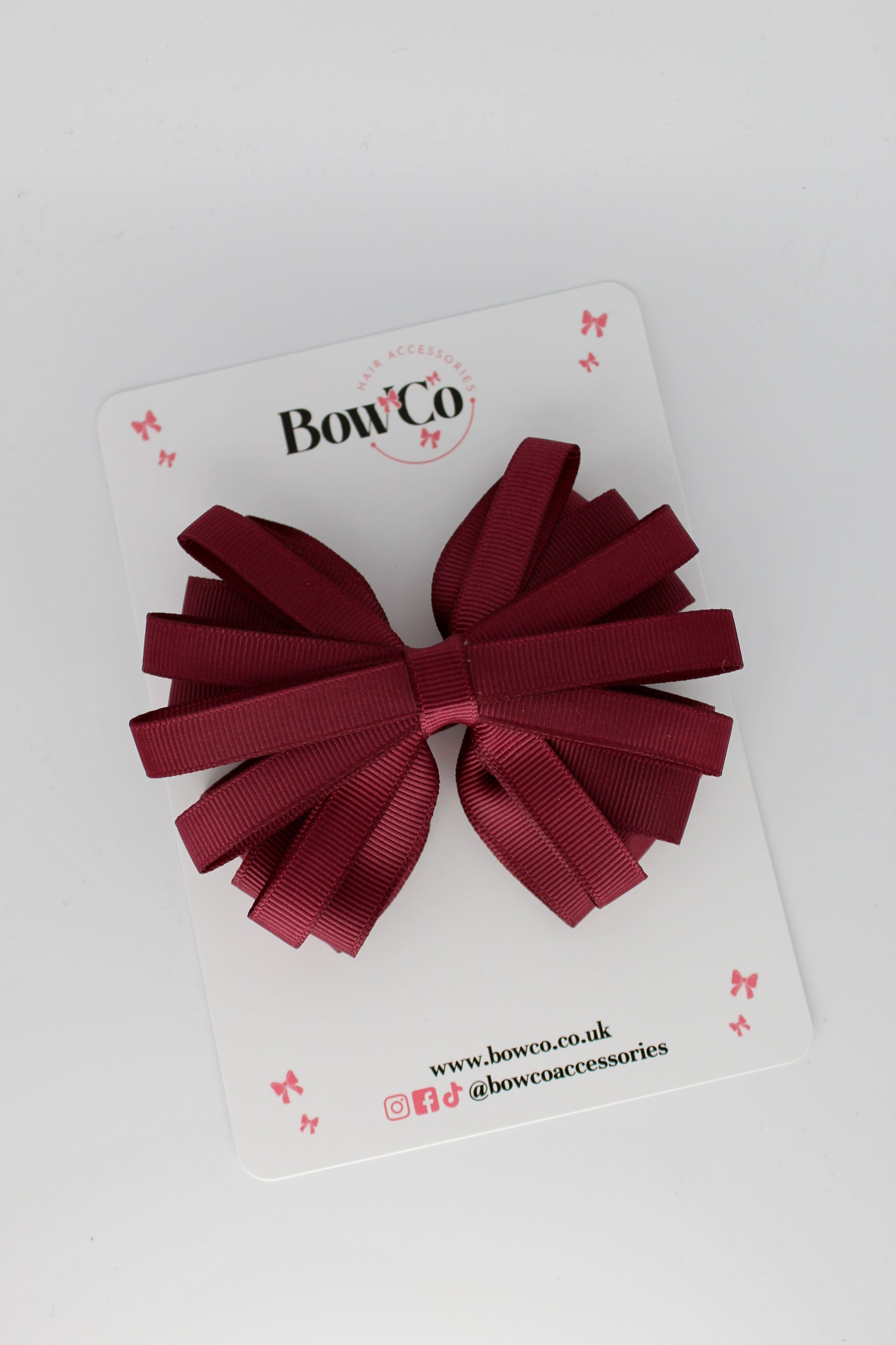 4 Inch Spiral Bow - 4 Inches - Clip - Burgundy