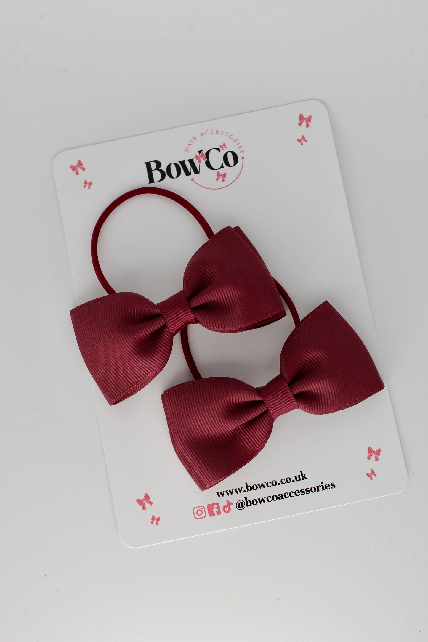 Burgundy - Double Lapel Bow Set - Elastic