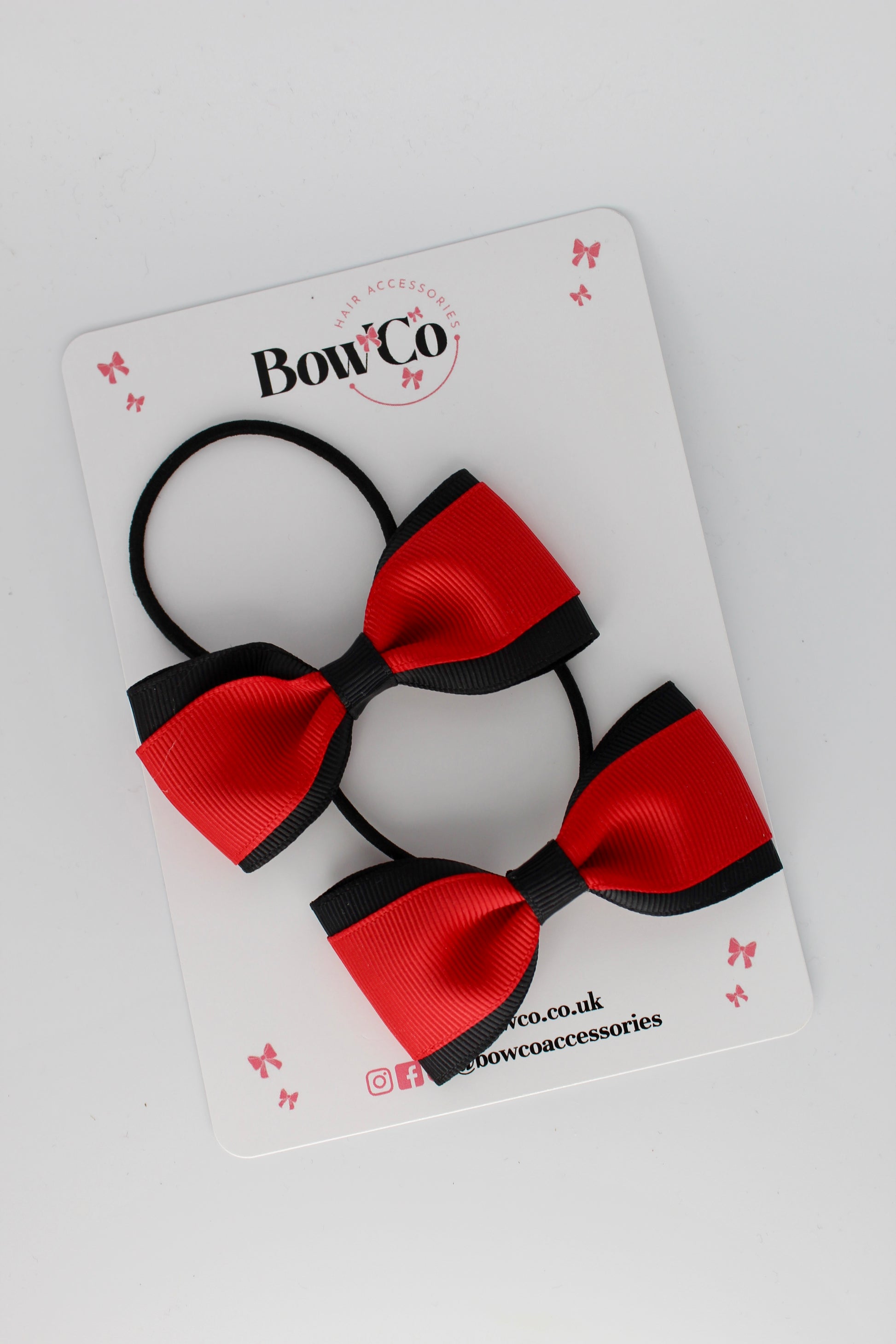 3 Inch Tuxedo Bow - Elastic - 2 Pack - Red and Black