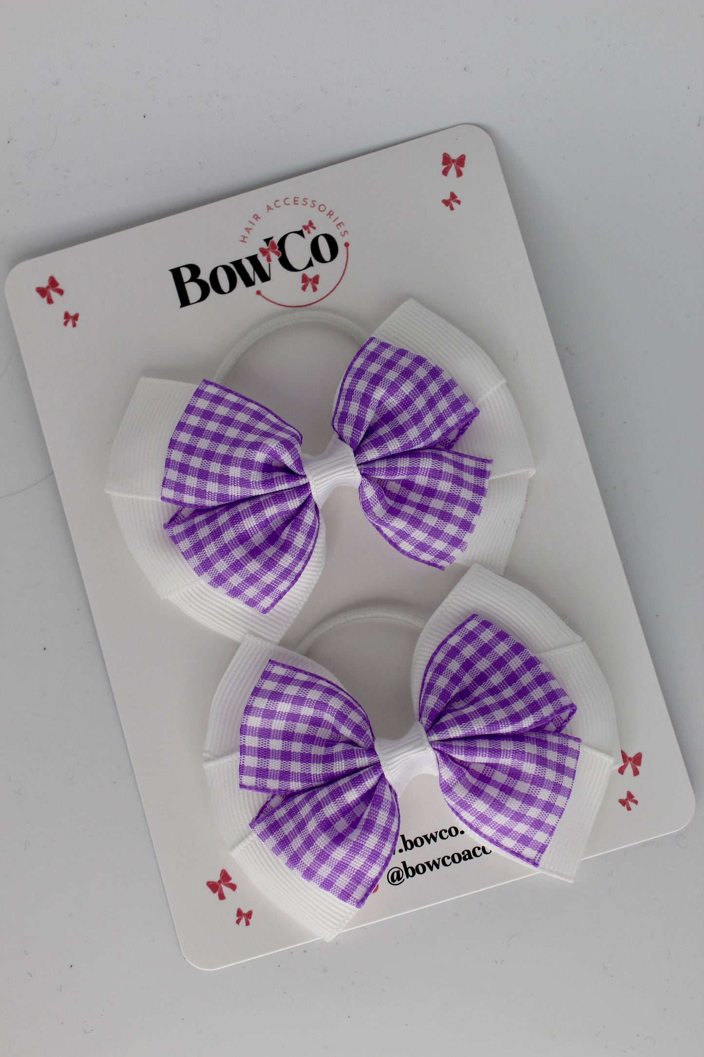 3.5 inch Gingham Lilac Pinwheel Bow