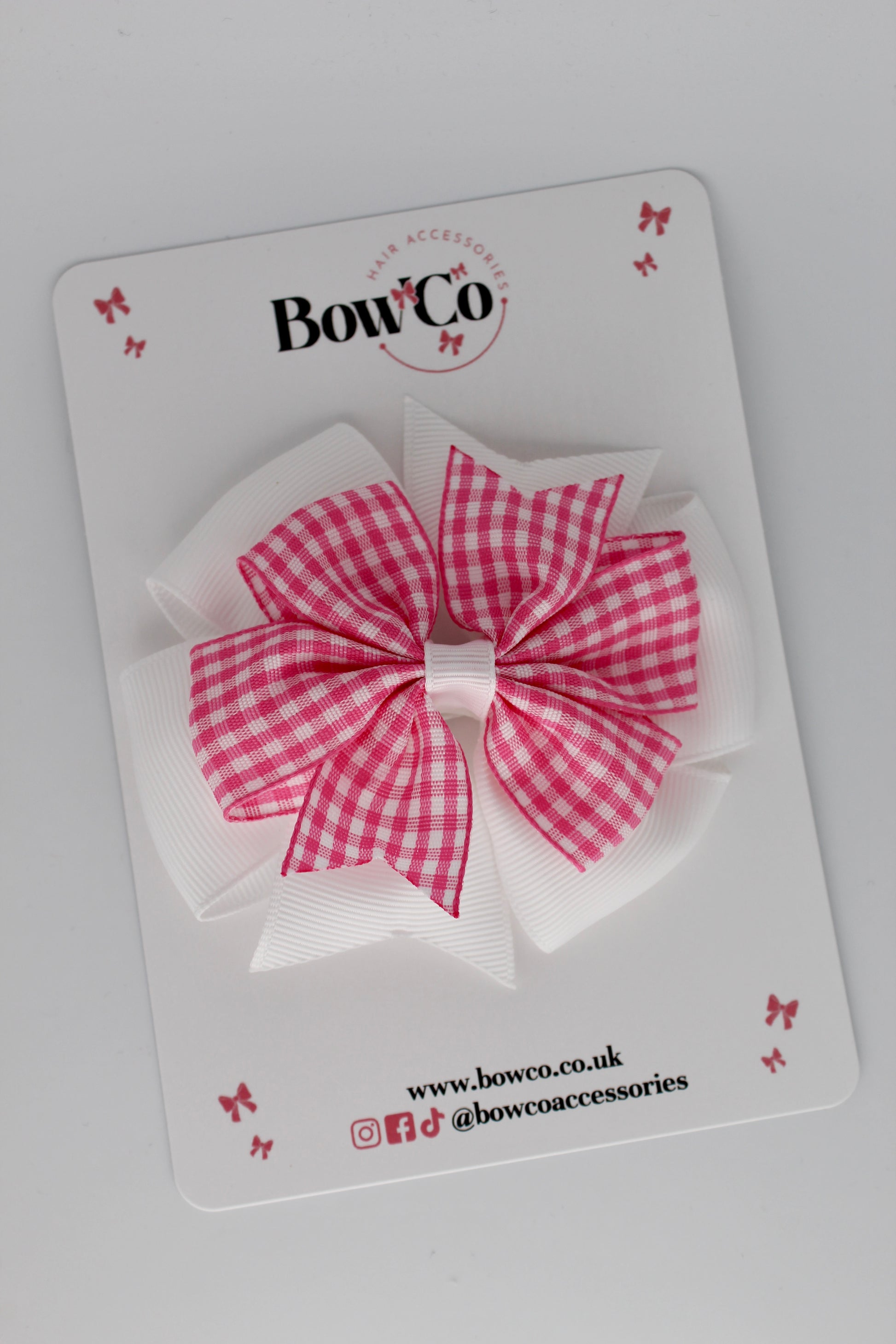 Pinwheel Bow Pink Gingham